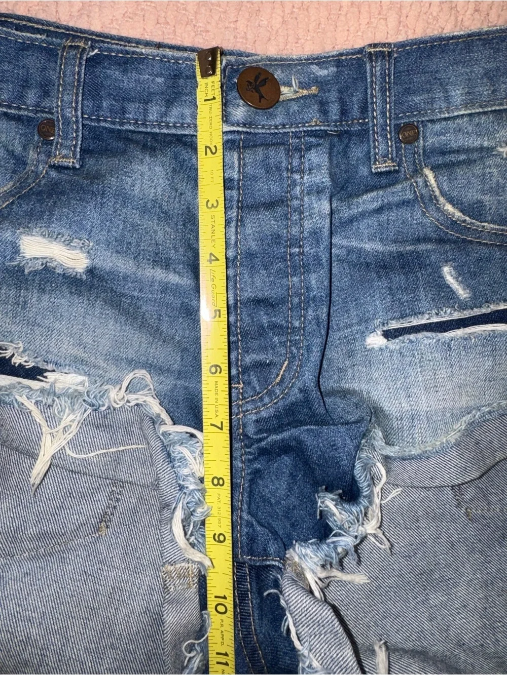 One Teaspoon Bandits Blue Cult Denim Shorts Distressed Cuffed Size 27 EUC